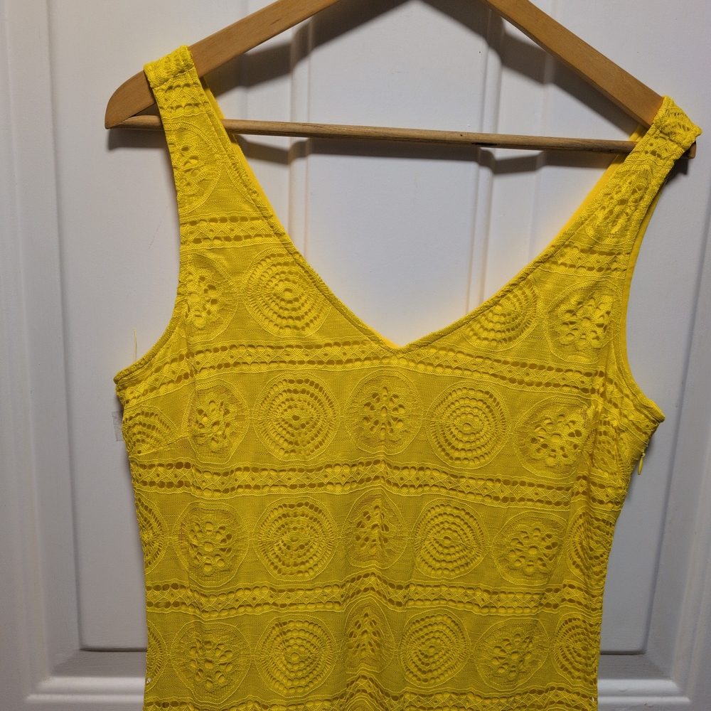 Sharagano Sunny Yellow Sleeveless Midi Dress - Picture 3 of 9